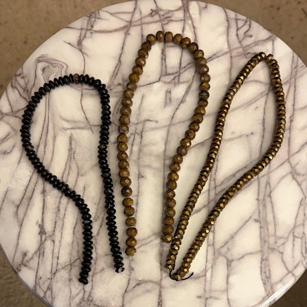 3 strands of Beads in Black and Brown